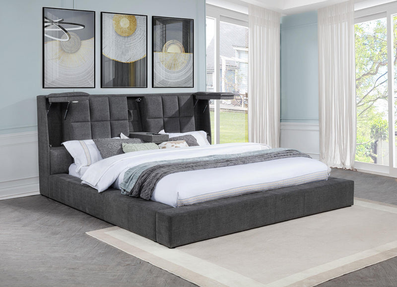 Dreux Upholstered Queen Panel Platform Bed Grey - 315948GRYQ