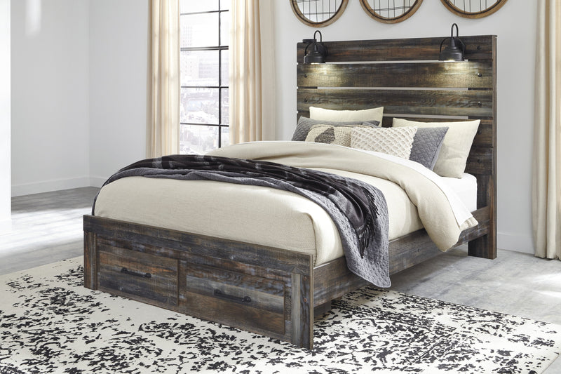 Drystan Brown Queen Footboard Storage Bed - Gate FurnitureQueen Bed
