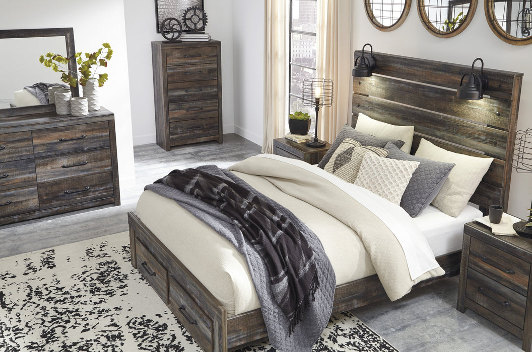 Drystan Brown Queen Footboard Storage Bed - Gate FurnitureQueen Bed