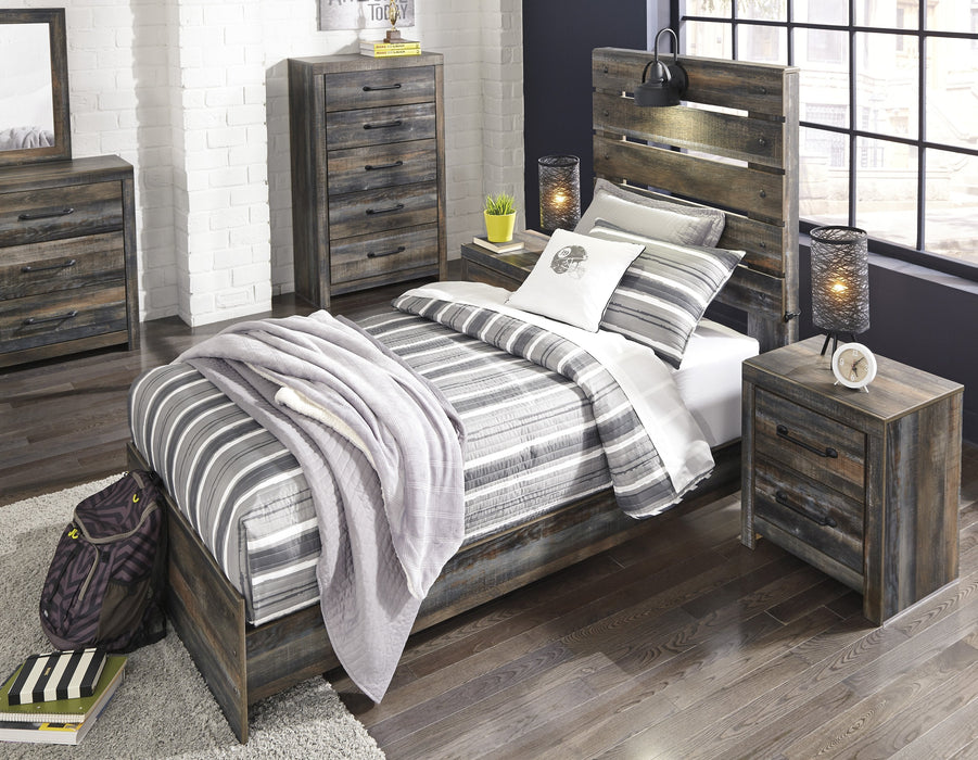 Drystan Brown Twin Panel Bed - Gate FurnitureTwin Bed