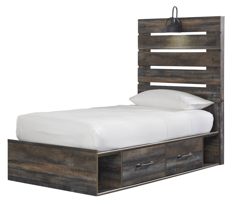 Drystan Brown Twin Side Storage Platform Bed - Gate FurnitureTwin Bed