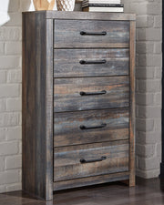 Drystan Full Bookcase Bed with 2 Storage Drawers with Mirrored Dresser, Chest and Nightstand in Multi - PKG003238