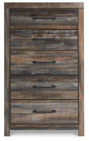 Drystan Full Bookcase Bed with 4 Storage Drawers with Mirrored Dresser, Chest and 2 Nightstands in Multi - PKG003345
