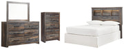 Drystan Full Bookcase Headboard Bed with Mirrored Dresser and Chest in Multi from Ashley - Lara Furniture