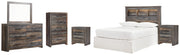 Drystan Full Bookcase Headboard Bed with Mirrored Dresser, Chest and 2 Nightstands in Multi from Ashley - Lara Furniture