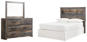 Drystan Full Bookcase Headboard Bed with Mirrored Dresser in Multi from Ashley - Lara Furniture