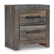 Drystan Full Panel Bed with 2 Storage Drawers with Mirrored Dresser, Chest and 2 Nightstands in Multi - PKG003444