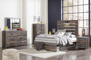 Drystan Full Panel Bed with 2 Storage Drawers with Mirrored Dresser in Multi - PKG003440