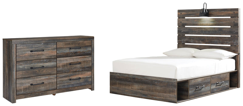 Drystan Full Panel Bed with 4 Storage Drawers with Dresser in Multi from Ashley - Lara Furniture