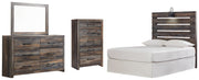 Drystan Full Panel Headboard Bed with Mirrored Dresser and Chest in Multi from Ashley - Lara Furniture