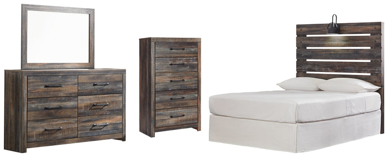 Drystan Full Panel Headboard Bed with Mirrored Dresser and Chest in Multi from Ashley - Lara Furniture