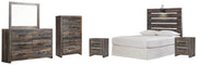 Drystan Full Panel Headboard Bed with Mirrored Dresser, Chest and 2 Nightstands in Multi from Ashley - Lara Furniture
