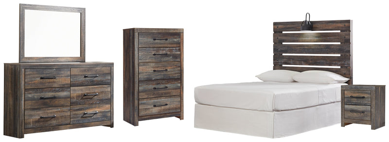 Drystan Full Panel Headboard Bed with Mirrored Dresser, Chest and Nightstand in Multi from Ashley - Lara Furniture