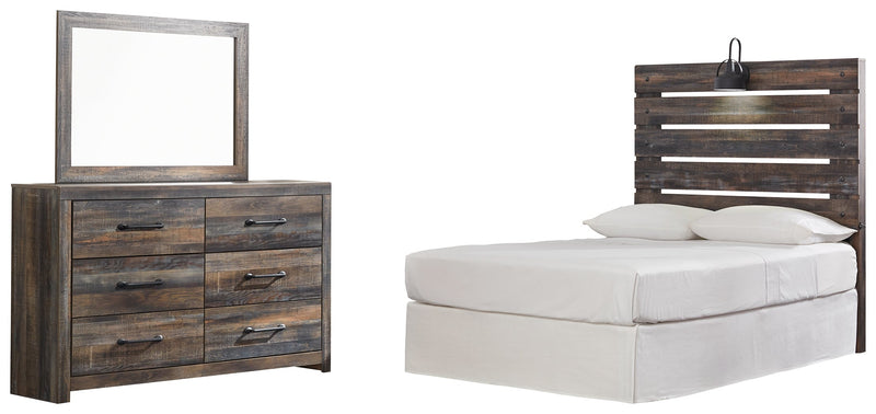 Drystan Full Panel Headboard Bed with Mirrored Dresser in Multi from Ashley - Lara Furniture