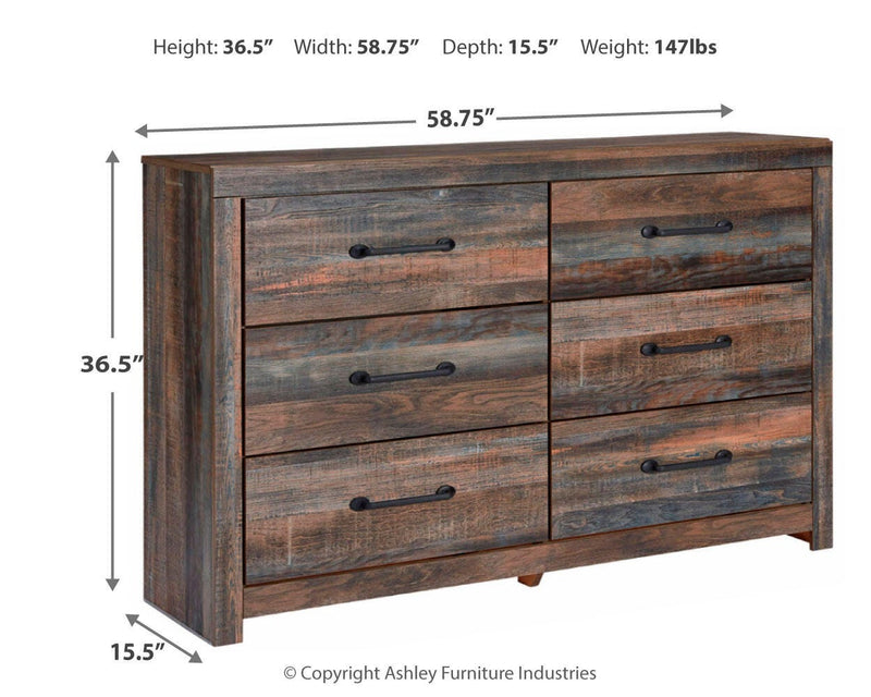 Drystan King Bookcase Bed with 2 Storage Drawers with Dresser in Multi - PKG003246