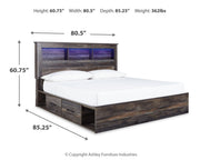 Drystan King Bookcase Bed with 4 Storage Drawers with Mirrored Dresser in Multi - PKG003386