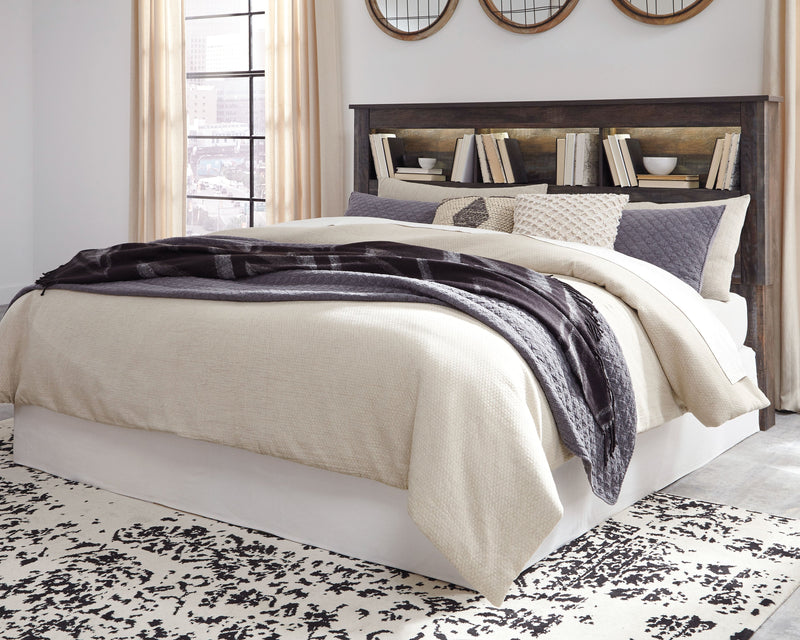 Drystan King/California King Bookcase Headboard Bed with Mirrored Dresser and 2 Nightstands in Multi from Ashley - Lara Furniture