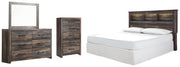 Drystan King/California King Bookcase Headboard Bed with Mirrored Dresser and Chest in Multi from Ashley - Lara Furniture