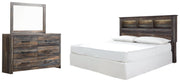 Drystan King/California King Bookcase Headboard Bed with Mirrored Dresser in Multi from Ashley - Lara Furniture