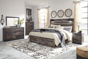 Drystan King Panel Bed with Storage with Mirrored Dresser and Chest in Multi from Ashley - Lara Furniture