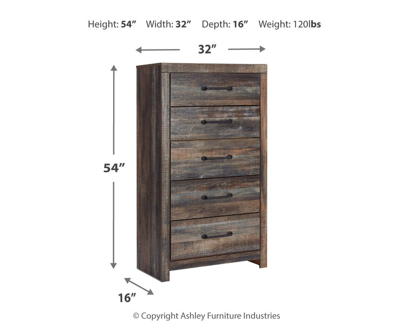 Drystan King Panel Bed with Storage with Mirrored Dresser and Chest in Multi from Ashley - Lara Furniture