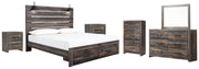 Drystan King Panel Bed with Storage with Mirrored Dresser, Chest and 2 Nightstands in Multi from Ashley - Lara Furniture