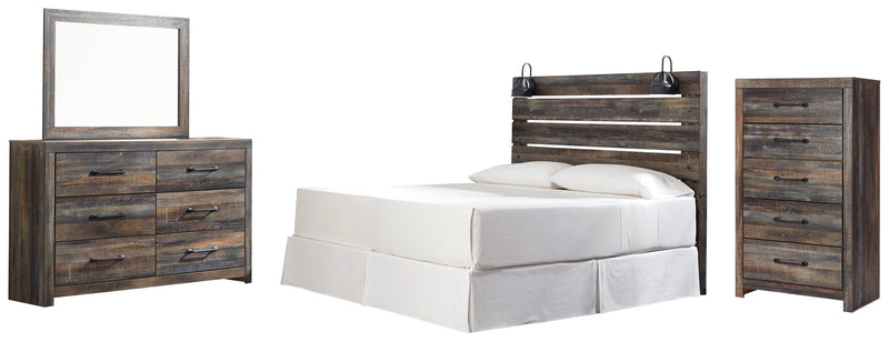 Drystan King Panel Headboard Bed with Mirrored Dresser and Chest in Multi from Ashley - Lara Furniture