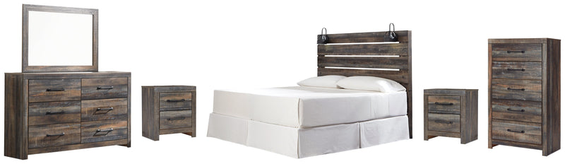 Drystan King Panel Headboard Bed with Mirrored Dresser, Chest and 2 Nightstands in Multi from Ashley - Lara Furniture