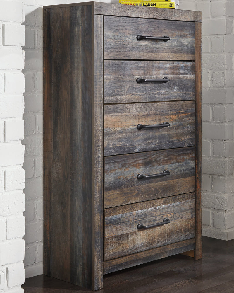 Drystan King Panel Headboard Bed with Mirrored Dresser, Chest and 2 Nightstands in Multi from Ashley - Lara Furniture