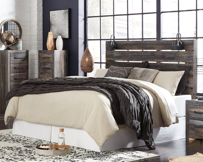 Drystan King Panel Headboard Bed with Mirrored Dresser, Chest and 2 Nightstands in Multi from Ashley - Lara Furniture