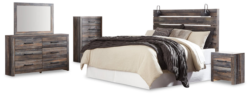 Drystan King Panel Headboard Bed with Mirrored Dresser, Chest and Nightstand in Multi from Ashley - Lara Furniture