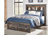 Drystan Multi Full Bookcase Bed with 2 Storage Drawers - Lara FurnitureFull Bed