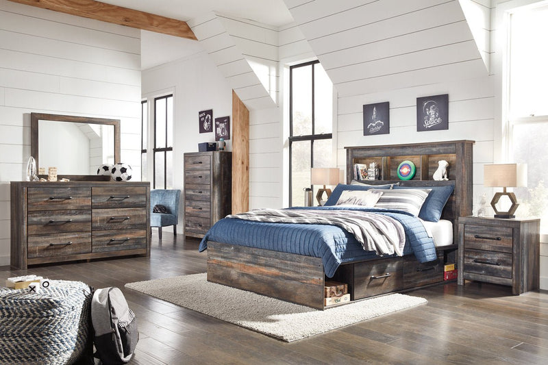 Drystan Multi Full Bookcase Bed with 2 Storage Drawers - Gate FurnitureFull Bed
