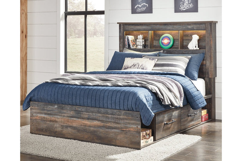 Drystan Multi Full Bookcase Bed with 4 Storage Drawers - Lara FurnitureFull Bed
