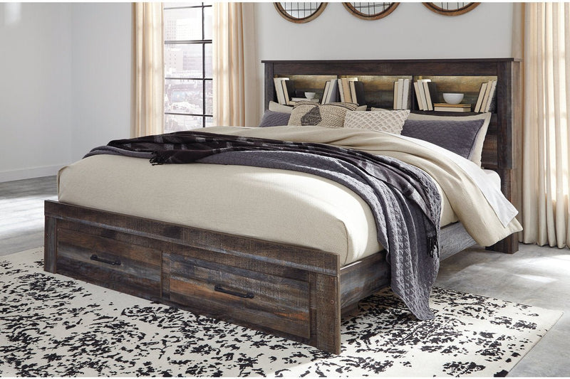 Drystan Multi King Bookcase Bed with 2 Storage Drawers - Gate FurnitureKing Bed
