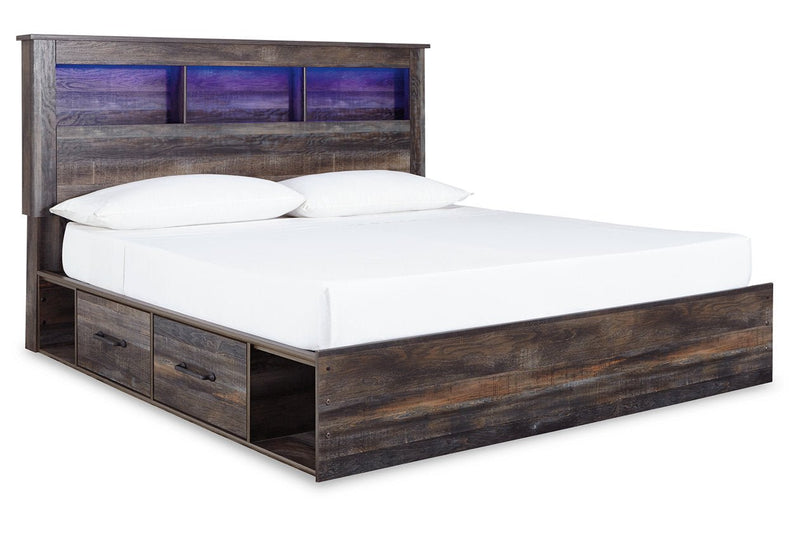 Drystan Multi King Bookcase Bed with 2 Storage Drawers - Lara FurnitureKing Bed