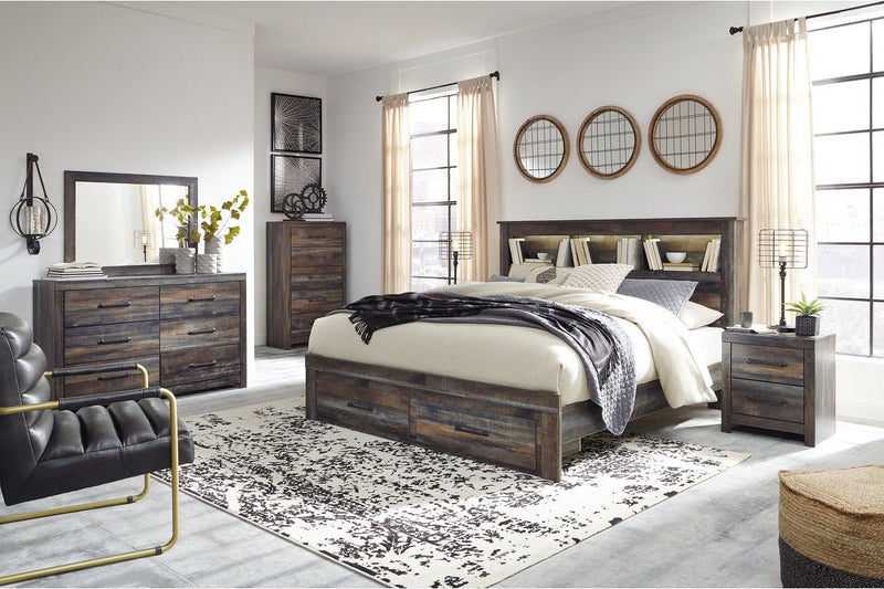 Drystan Multi King Bookcase Bed with 2 Storage Drawers - Gate FurnitureKing Bed