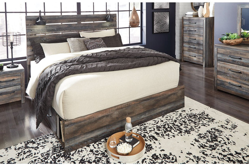 Drystan Multi King Panel Bed with 2 Storage Drawers - Lara FurnitureKing Bed