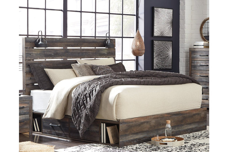 Drystan Multi King Panel Bed with 2 Storage Drawers - Lara FurnitureKing Bed