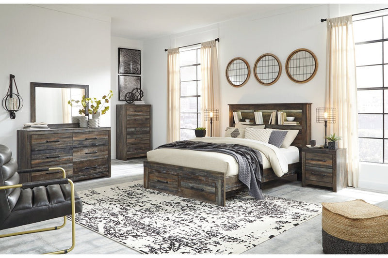 Drystan Multi Queen Bookcase Bed with 2 Storage Drawers - Lara FurnitureQueen Bed