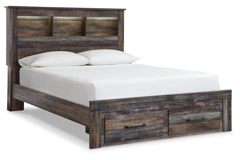Drystan Multi Queen Bookcase Bed with 2 Storage Drawers - Lara FurnitureQueen Bed