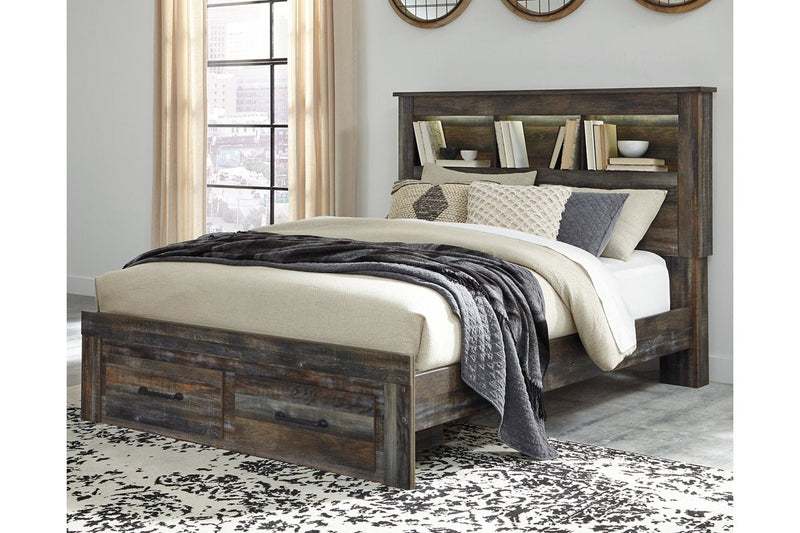 Drystan Multi Queen Bookcase Bed with 2 Storage Drawers - Lara FurnitureQueen Bed