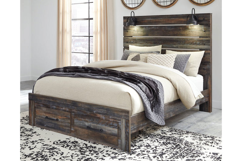 Drystan Multi Queen Panel Bed with 2 Storage Drawers - Lara FurnitureQueen Bed