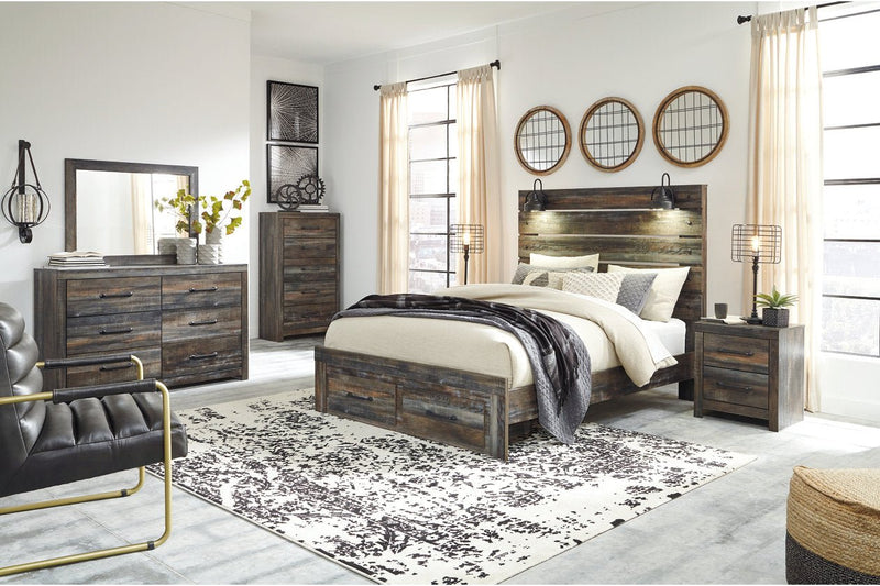 Drystan Multi Queen Panel Bed with 2 Storage Drawers - Lara FurnitureQueen Bed