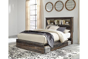 Drystan Multi Queen Platform Bookcase Bed with 2 Storage Drawers - Lara FurnitureQueen Bed