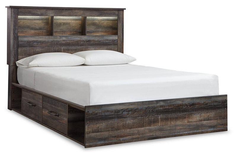 Drystan Multi Queen Platform Bookcase Bed with 4 Storage Drawers - Lara FurnitureQueen Bed