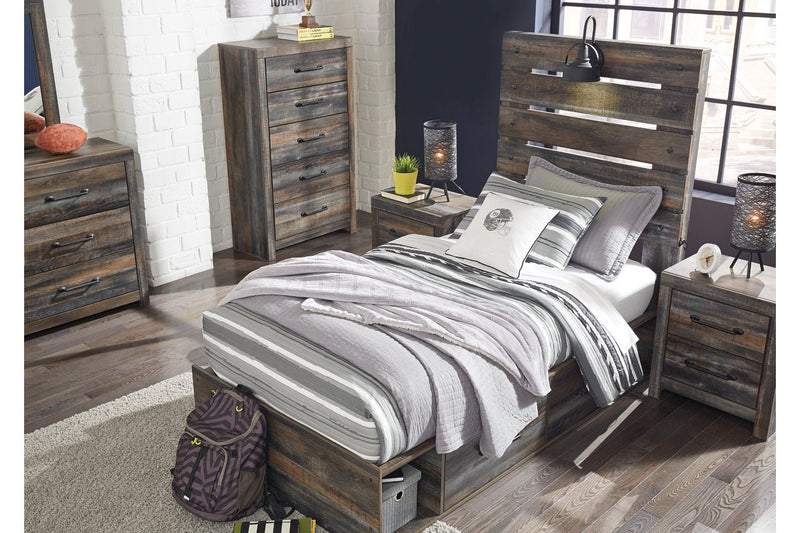 Drystan Multi Twin Panel Bed with 2 Storage Drawers - Lara FurnitureTwin Bed