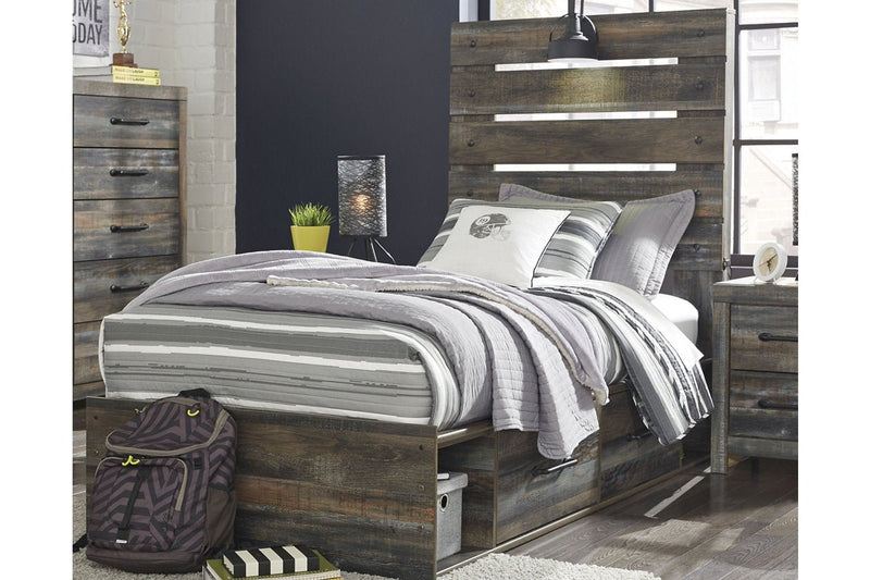 Drystan Multi Twin Panel Bed with 4 Storage Drawers - Lara FurnitureTwin Bed
