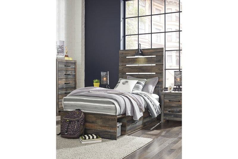 Drystan Multi Twin Panel Bed with 4 Storage Drawers - Lara FurnitureTwin Bed