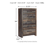 Drystan Queen Bookcase Bed with 2 Storage Drawers with Mirrored Dresser and Chest in Multi - PKG003243